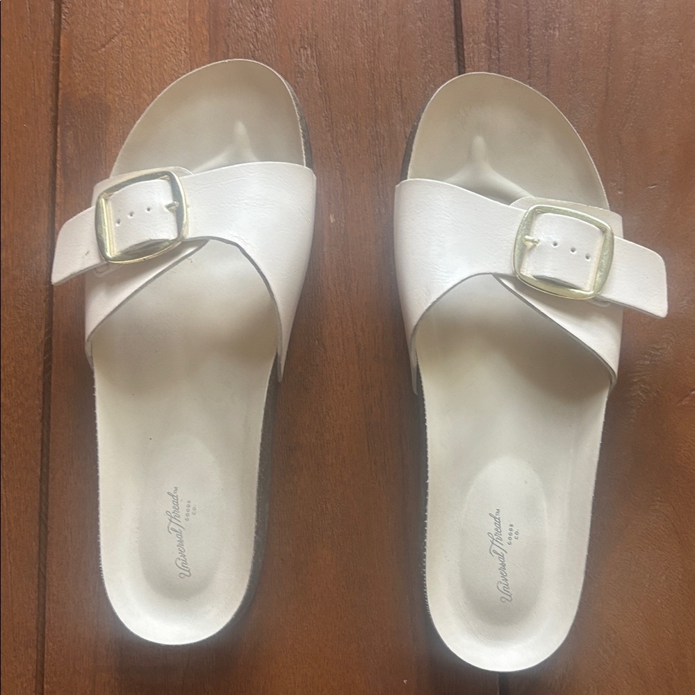Cream Slide Sandals - Picture 2 of 4